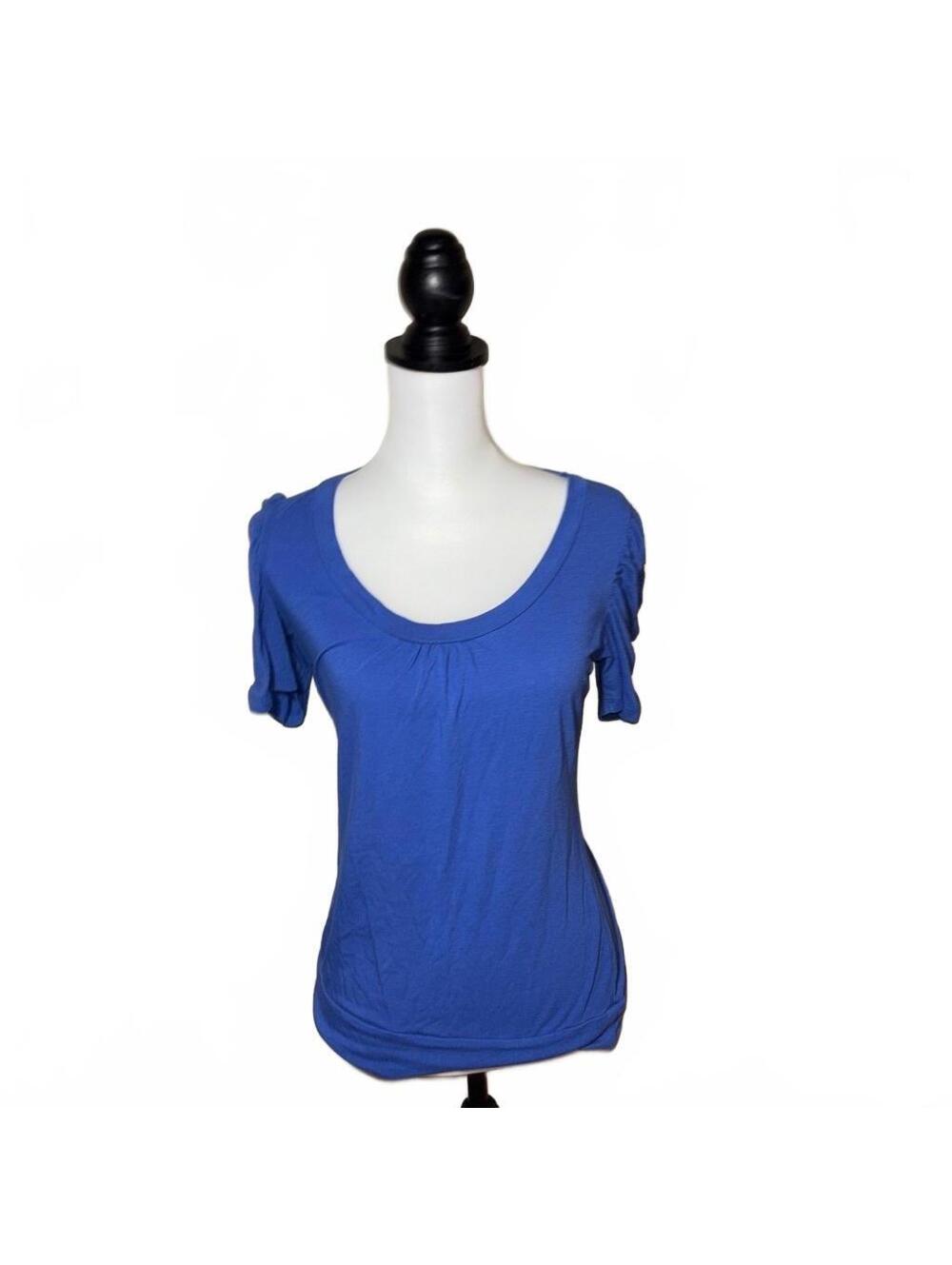 Y2K Studio Y Blue Scoop Neck Short Sleeve Top Medium
